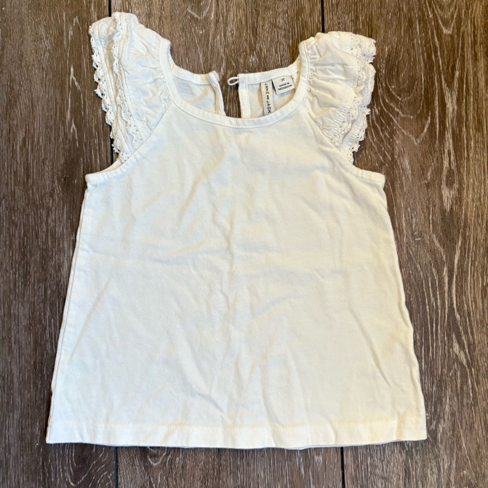 Janie and Jack White Eyelet‎ Flutter Sleeve Top